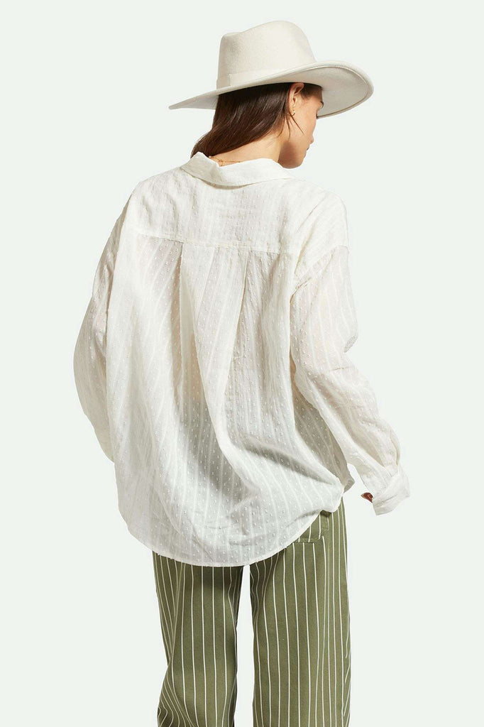 Back Fit Image | East Side L/S Boxy Woven Shirt - White