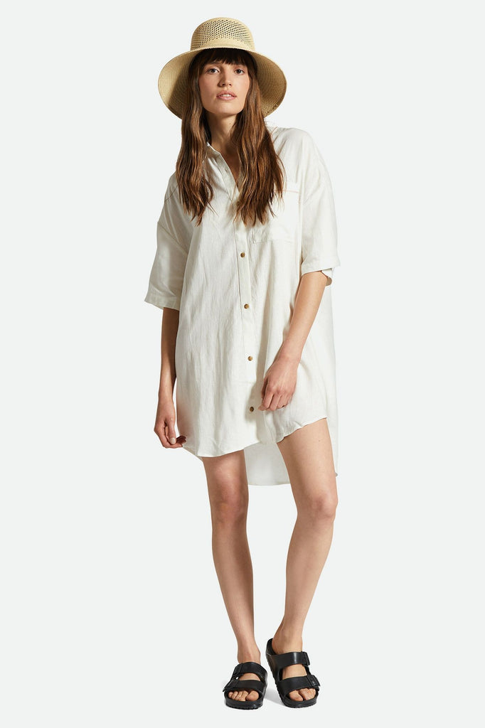 Women's Fit, Front View | Condesa Linen Shirtdress - Off White