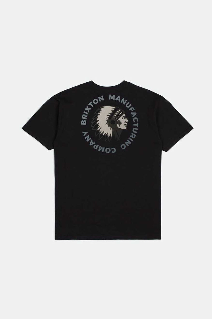 Brixton Men's Revere S/S Standard T-Shirt - Black/Persimmons Orange Worn Wash | Back