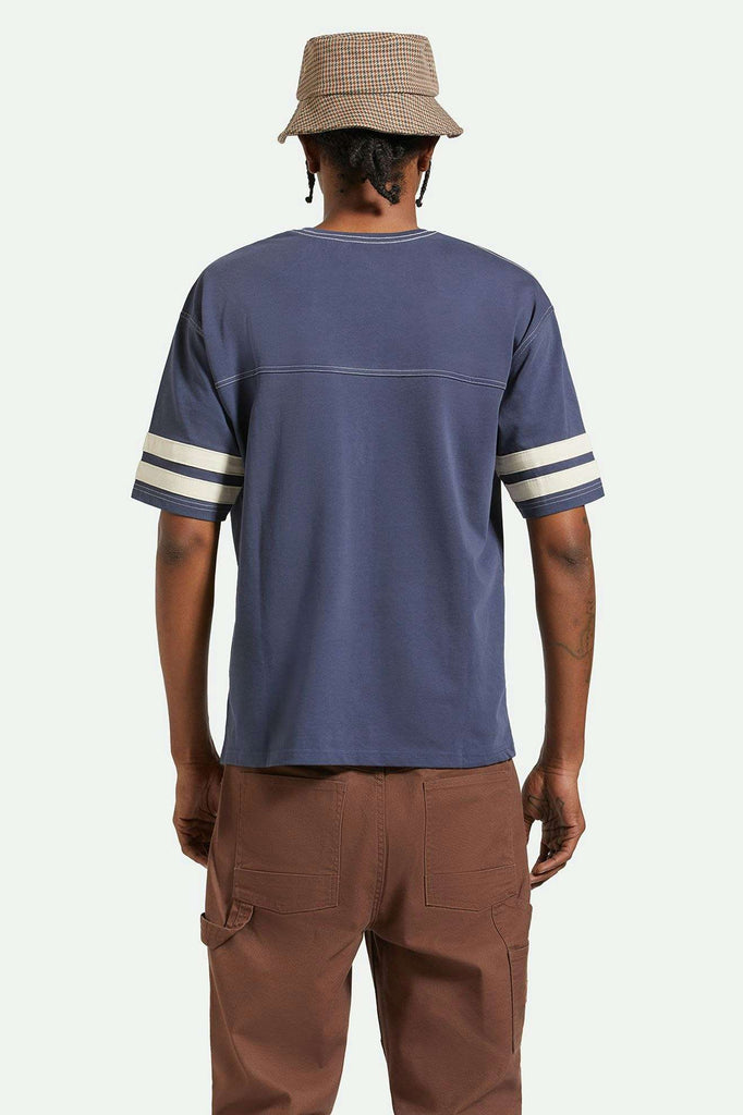 Men's Back Fit Image | Varsity Heavyweight Football T-Shirt - Washed Navy