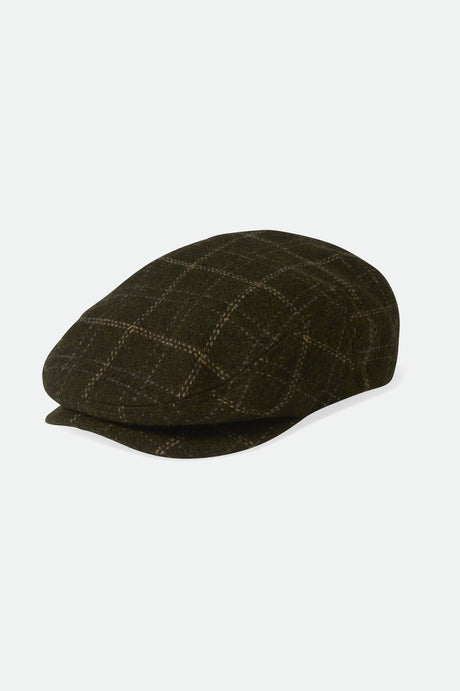 Brixton Unisex Hooligan Lightweight Flat Cap - Moss/Beige | Profile