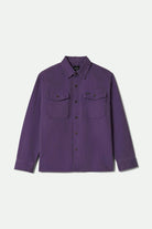 Men's Herringbone Relaxed L/S Overshirt in the color Punk Purple Herringbone - Front Product View