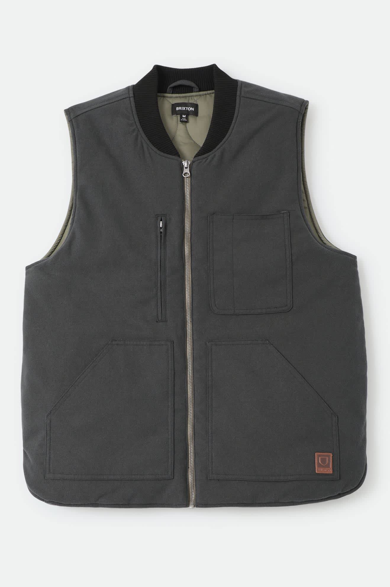 Men's Builders Abraham Reversible Vest in the color Black/Olive Surplus - Front Product View