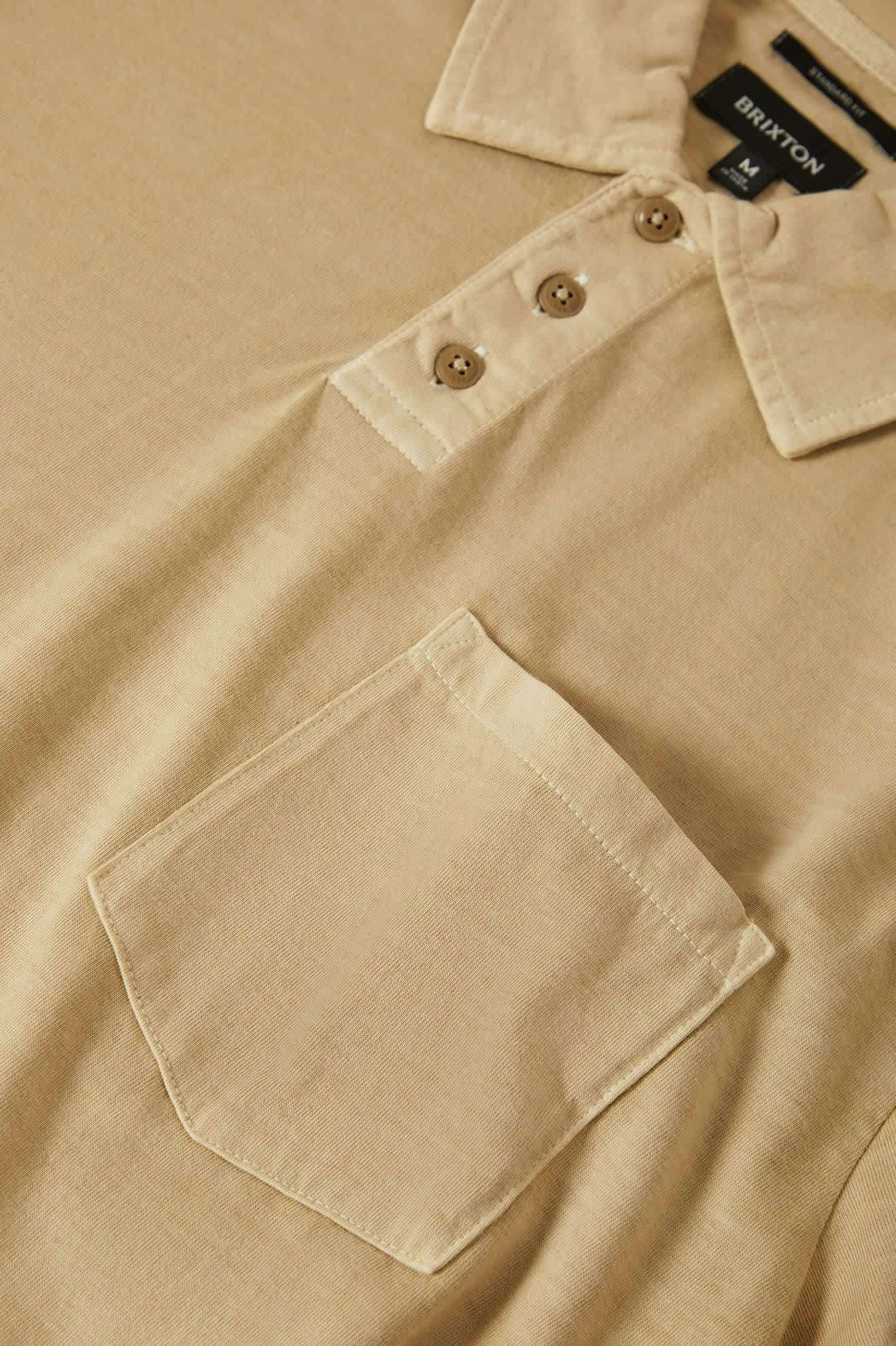 Men's Vintage Wash S/S Polo in the color Washed Khaki - Additional Laydown image