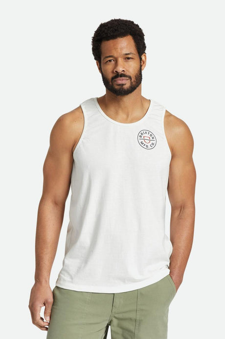 Crest Tank Top - Off White/Burnt Red