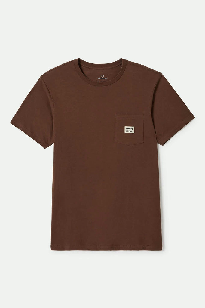 Men's Woodburn S/S Tailored Pocket T-Shirt in the color Pinecone Brown - Front Product View