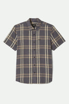 Men's Charter Linen Blend S/S Shirt in the color Charcoal/Beige Plaid - Front Product View