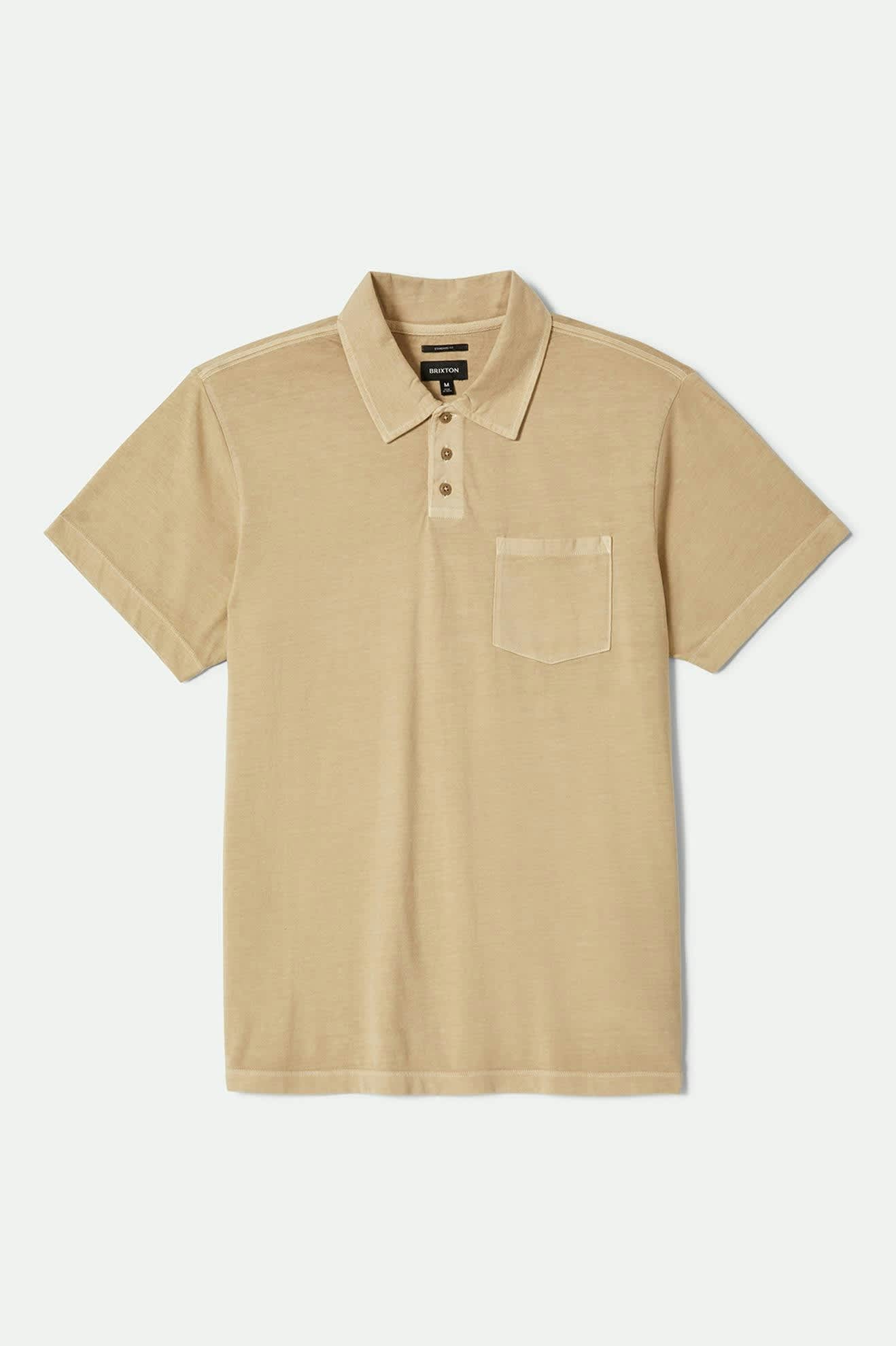 Men's Vintage Wash S/S Polo in the color Washed Khaki - Front Product View