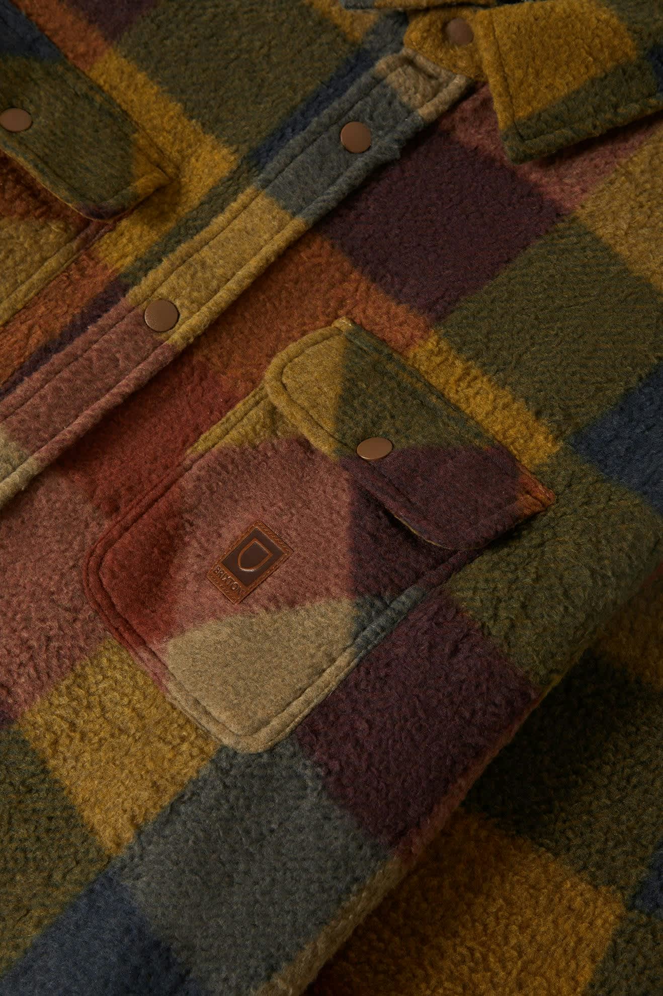 Men's Bowery Arctic Stretch Fleece in the color Rust/Copper Plaid - Additional Laydown image