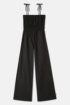 Women's Eden Smocked Jumpsuit in the color Black - Front Product View