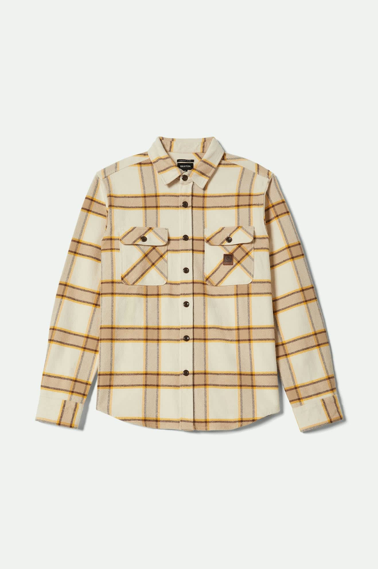 Men's Bowery Heavyweight Flannel in the color Whitecap/Pineconebrown/Saffron - Front Product View