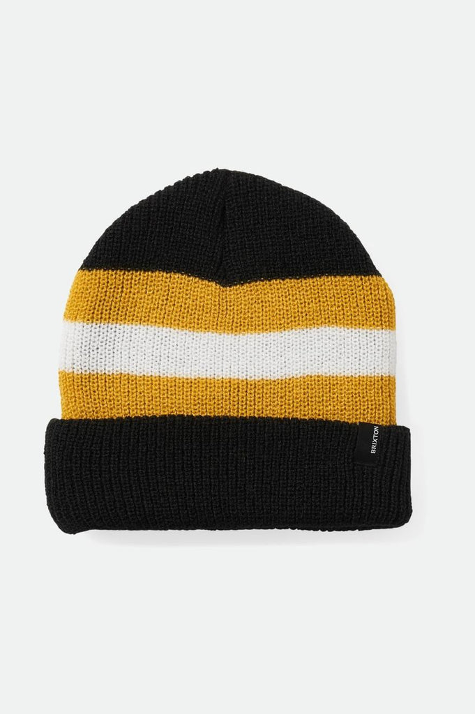 Brixton Heist Beanie - Black/Mustard/White