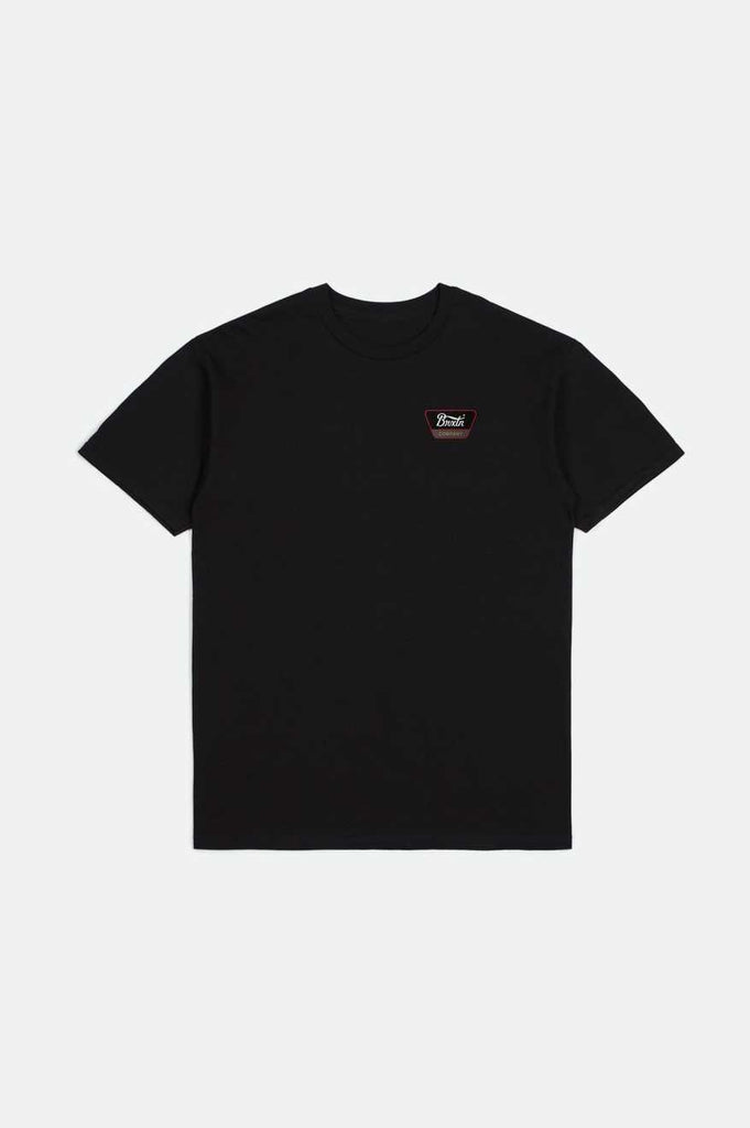 Brixton Men's Linwood S/S Standard T-Shirt - Black/Casa Red/White | Profile