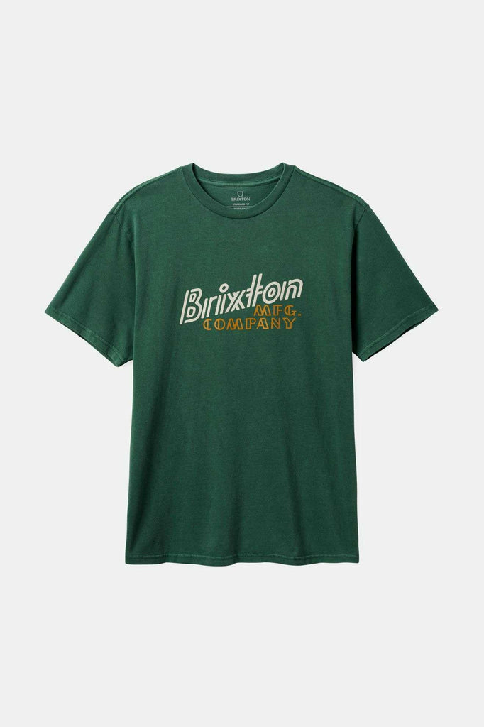 Brixton Men's Gustin S/S Standard T-Shirt - Trekking Green Worn Wash | Profile