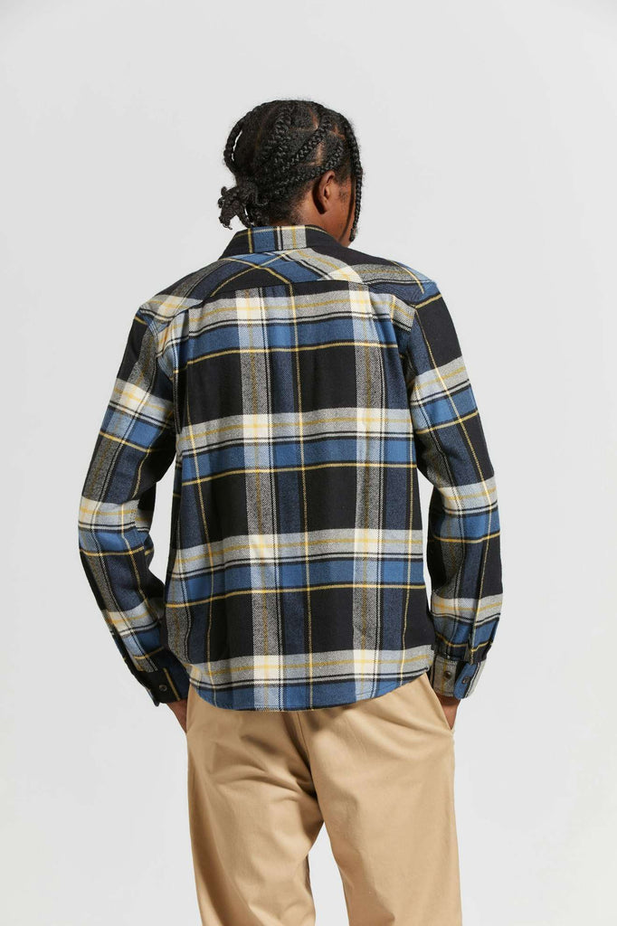 Men's Back Fit Image | Bowery L/S Flannel - Joe Blue Plaid