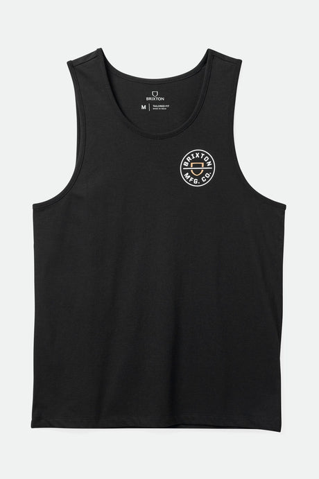 Brixton Men's Crest Tank Top - Black/Apricot Crush/White | Profile