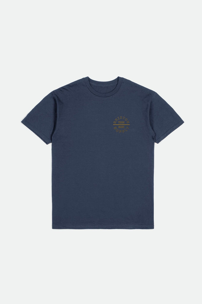 Brixton Men's Oath V S/S Standard Tee - Washed Navy/Gold/Charcoal | Profile