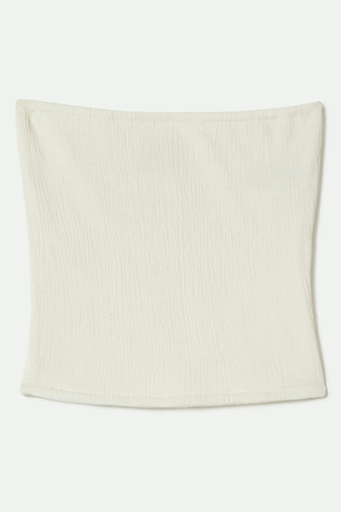 Women's Crinkle Tube Top in the color Off White - Front Product View