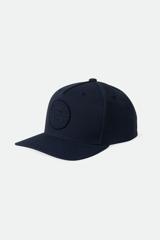 Brixton Men's Crest C Netplus MP Snapback - Washed Navy/Washed Navy | Profile