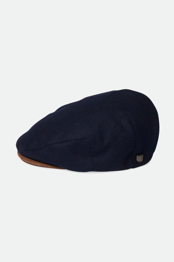 Brixton Hooligan Baggy Reserve Melton Wool Driver Cap - Washed Navy/Light Brown