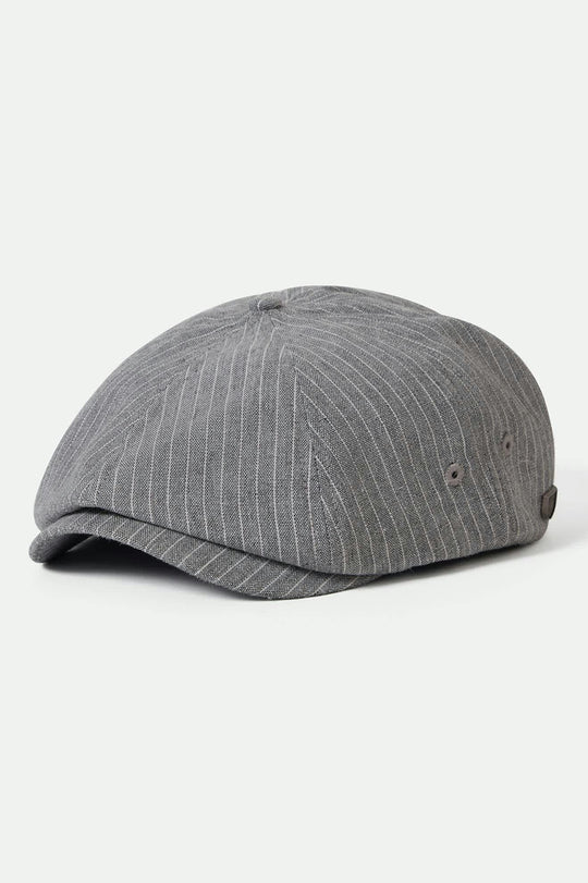 Unisex Brood Lightweight Newsboy Cap in the color Light Grey/White Stripe Chambray - Front Product View