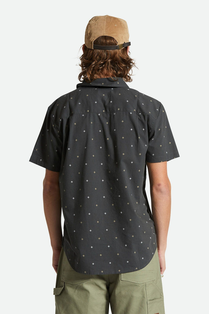 Men's Fit, Back View | Charter Print S/S Shirt - Washed Black Pyramid
