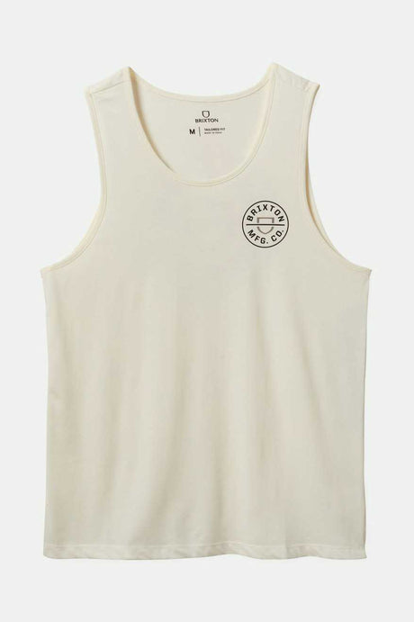 Brixton Men's Crest Tank Top - Off White/Black | Profile