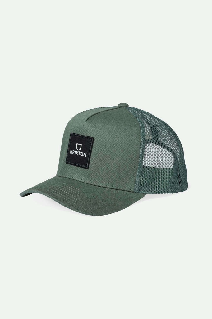 Brixton Men's Alpha Block Netplus Trucker Hat - Agave Green/Agave Green | Main