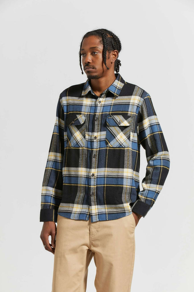 Men's Fit, front | Bowery L/S Flannel - Joe Blue Plaid