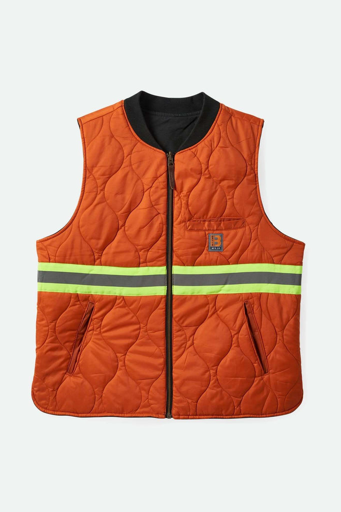 Back Laydown Image for Builders Abraham Reversible Vest - Washed Black/Rust Orange