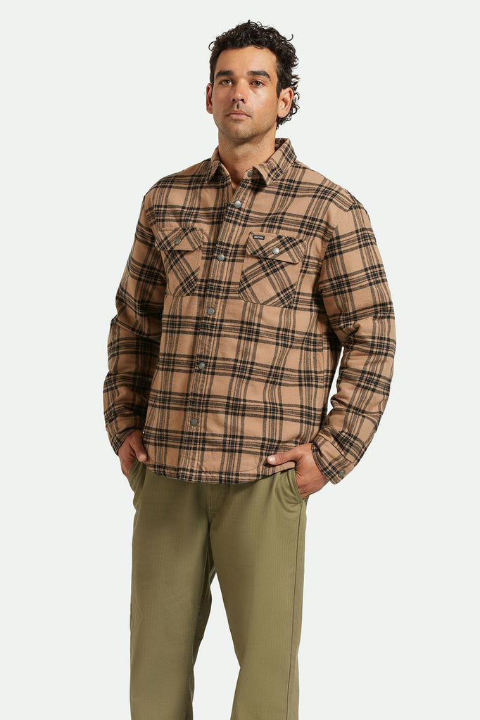 Brixton Bowery Quilted L/S Flannel - Woodsmoke/Black