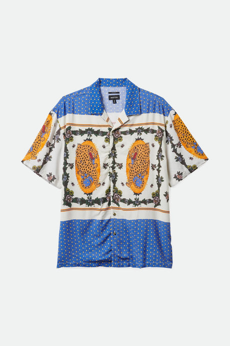 Brixton Men's Bunker Reserve Fiesta S/S Camp Collar Woven Shirt - Mexico City Jaguar | Profile