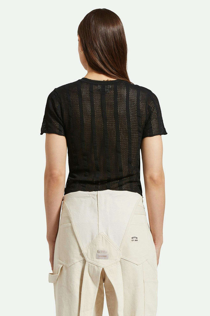 Back Fit Image | Sheer S/S Knit Top - Black