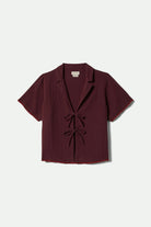 Women's Wandering Tie Top in the color Port - Front Product View