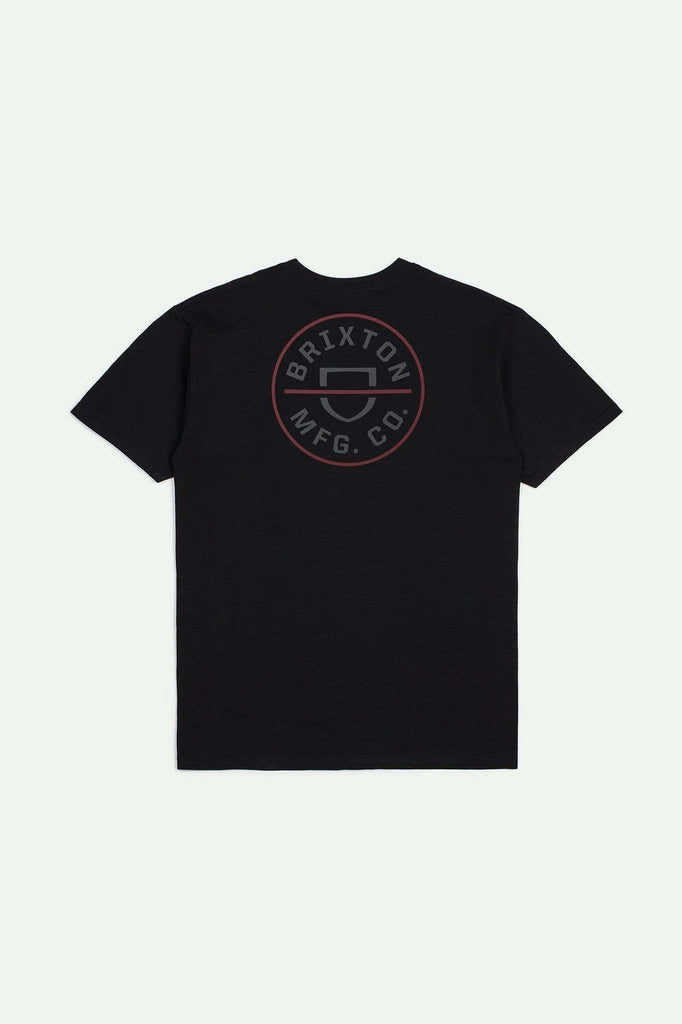 Back Laydown Image for Crest II S/S Standard T-Shirt - Black/Charcoal/Mahogany