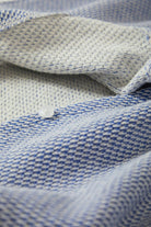 Women's The Weekend Cross Loop French Terry Top in the color Off White/Electric Indigo - Additional Laydown image