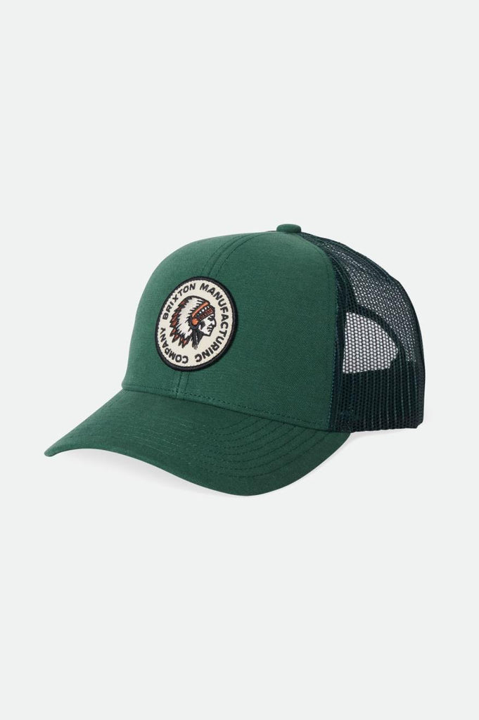 Brixton Rival Stamp Netplus MP Trucker Hat - Pine Needle/Pine Needle