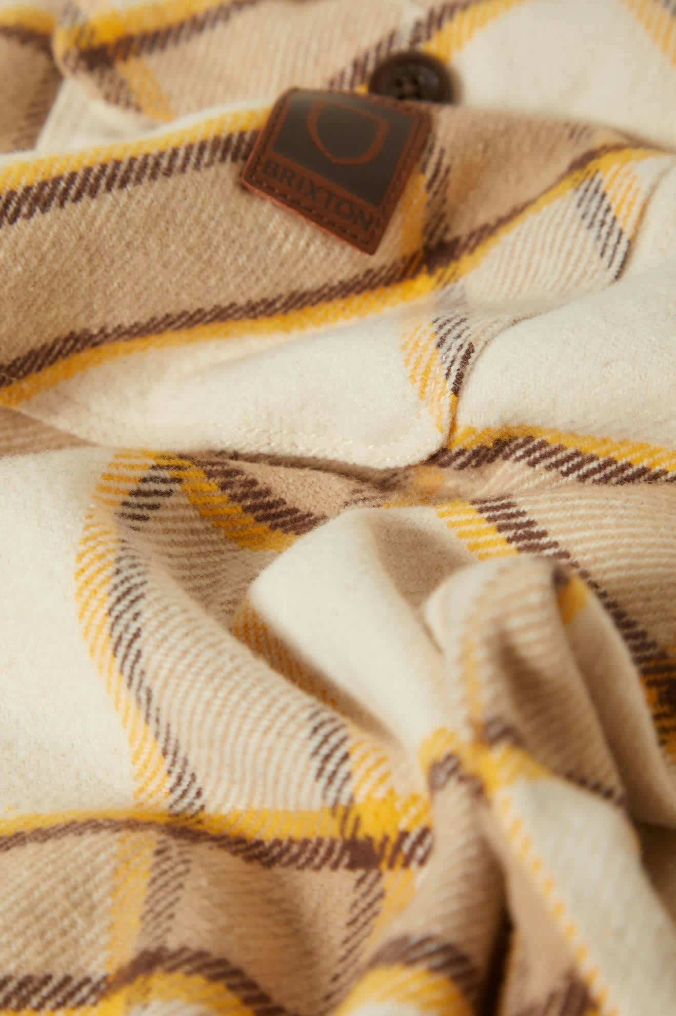 Men's Bowery Heavyweight Flannel in the color Whitecap/Pineconebrown/Saffron - Additional Laydown image