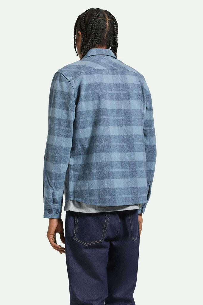 Back Fit Image | Bowery Heavyweight L/S Flannel - Mirage Blue/Washed Navy