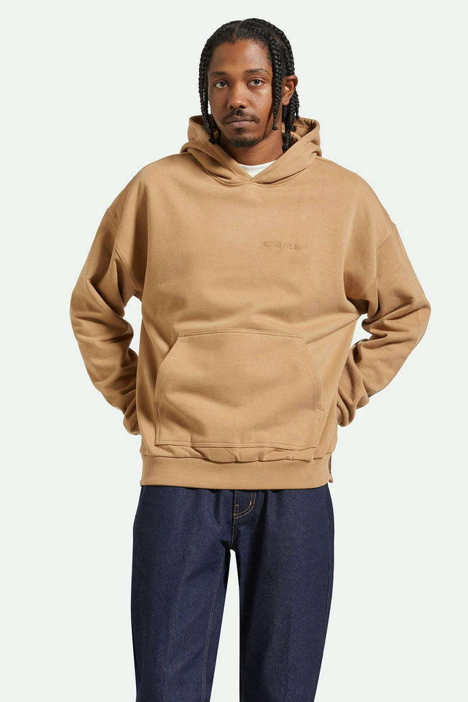 Men's Fit, front | Embroidered Heavyweight Oversized Hoodie - Tiger's Eye