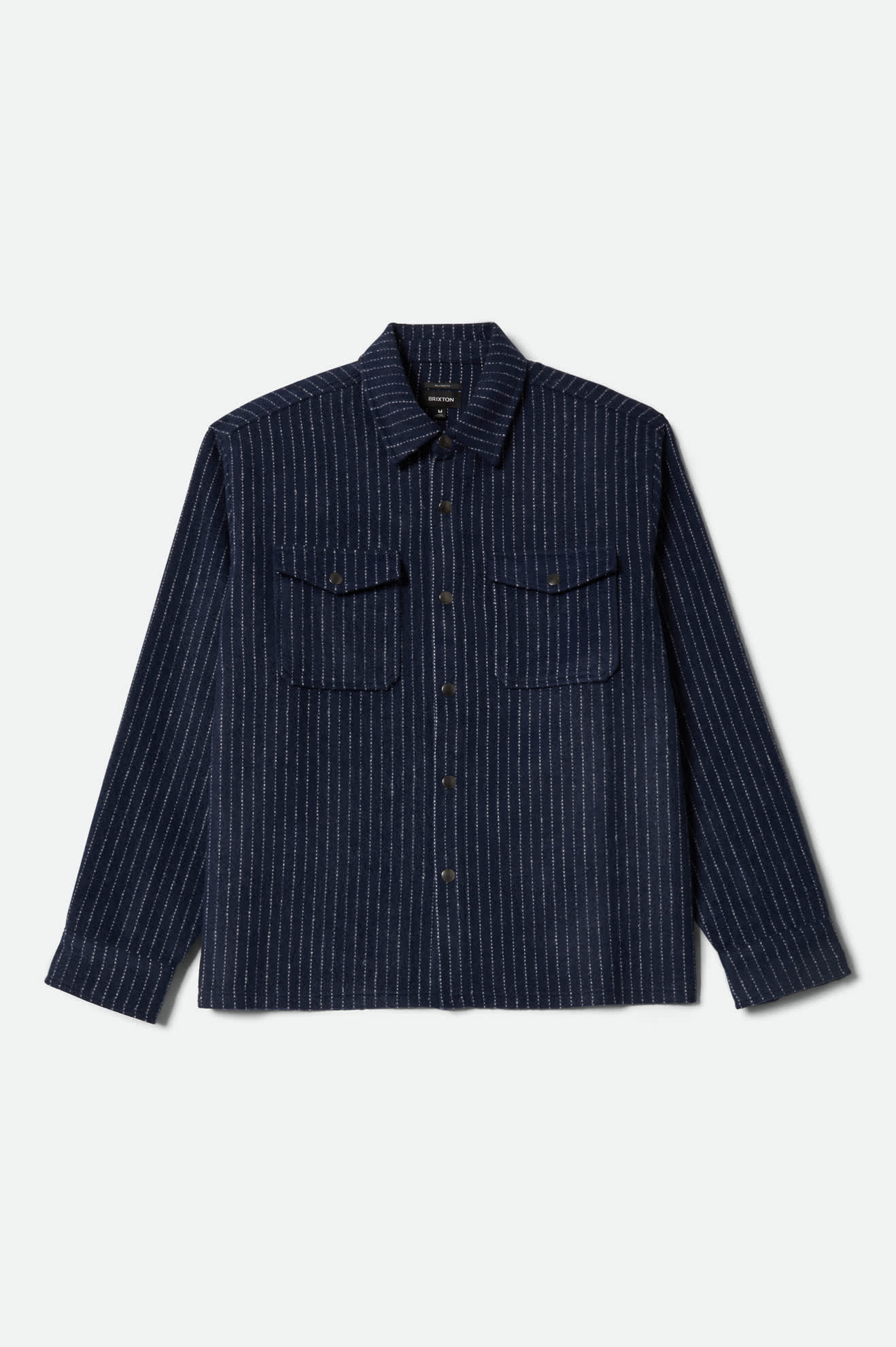 Men's Selden Soft Brushed Flannel in the color Mood Indigo Pinestripe - Front Product View