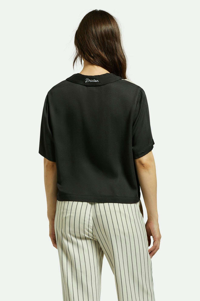 Women's Back Fit Image | Silky S/S Bowling Shirt - Washed Black/Whitecap