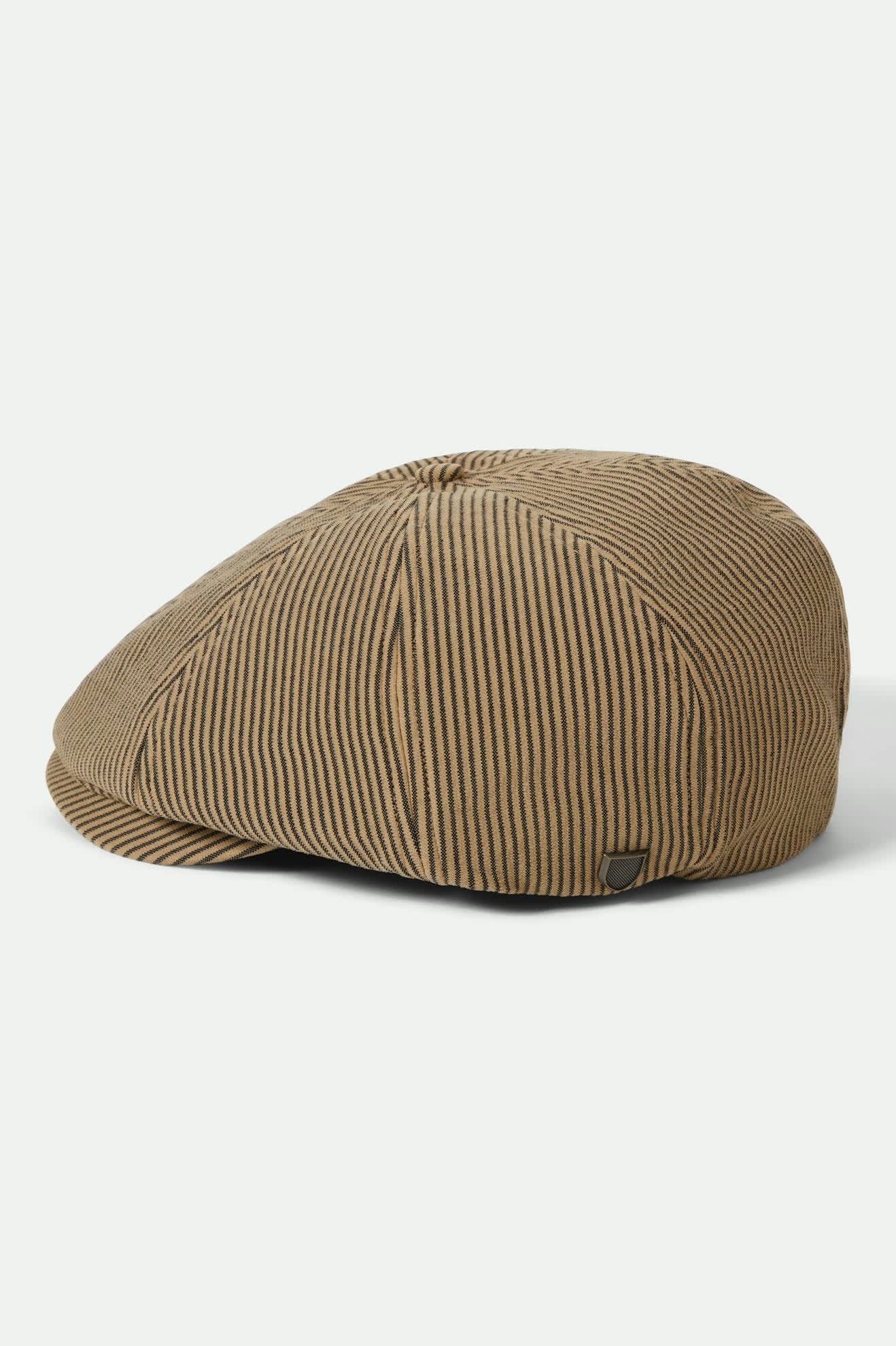 Unisex Brood Newsboy Cap in the color Dark Tan/Black Hickory Stripe - Additional Laydown image
