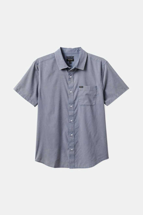 Brixton Men's Charter Sol Wash S/S Woven Shirt - Flint Stone Blue Sol Wash | Profile