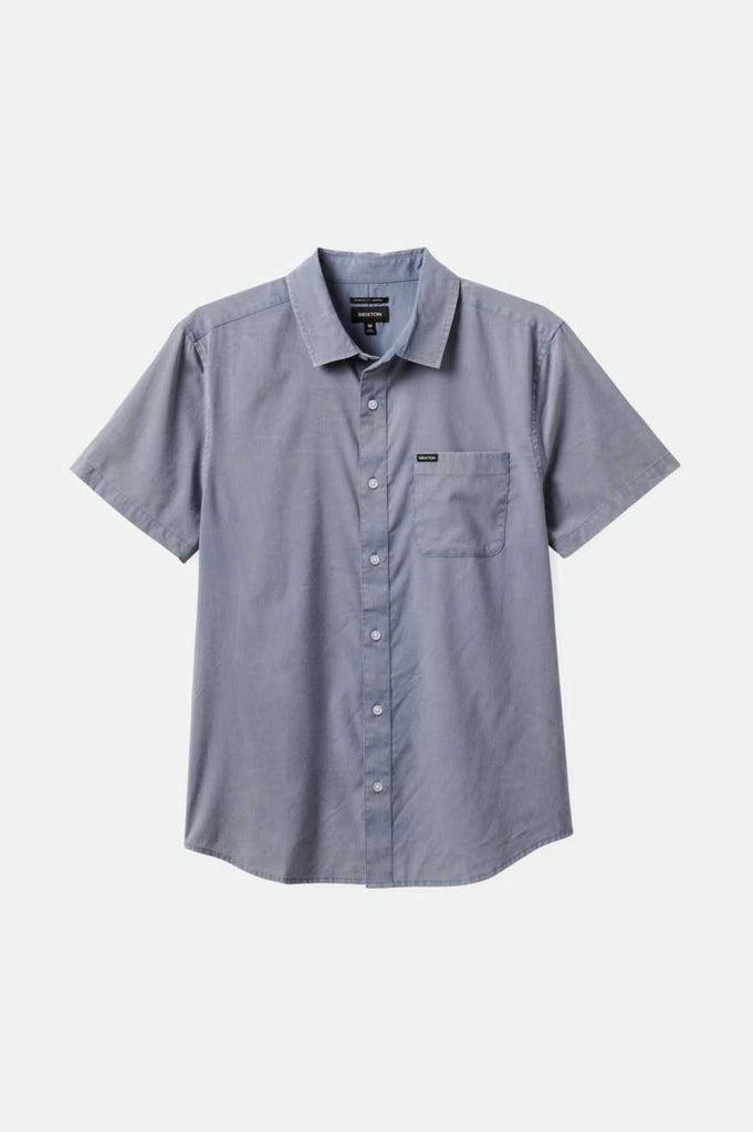Brixton Men's Charter Sol Wash S/S Woven Shirt - Flint Stone Blue Sol Wash | Profile