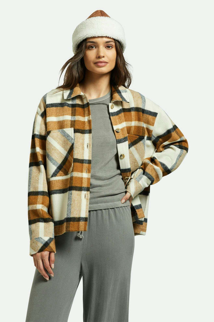 Brixton Women's Bowery Women's Soft Brushed L/S Flannel - Washed Copper | Front fit