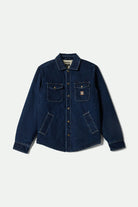 Men's Durham Sherpa Lined Jacket in the color Medium Wash Denim - Front Product View
