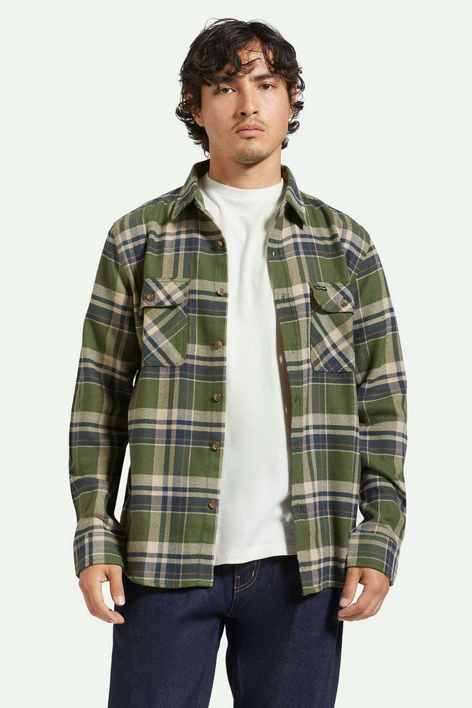 Men's Front Fit | Bowery L/S Flannel - Cypress Green/Washed Navy/Whitecap