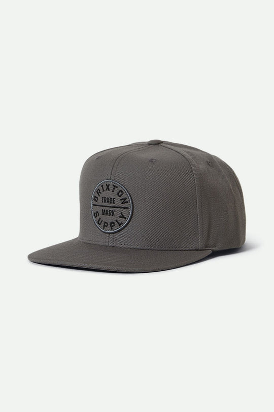 Brixton Men's Oath III Snapback - Charcoal/Charcoal | Profile