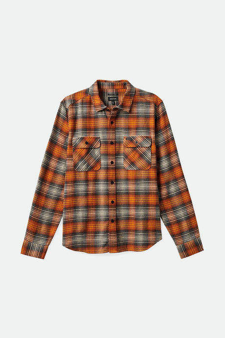 Brixton Men's Bowery Lightweight Ultra Soft Flannel - Terracotta/Black | Profile